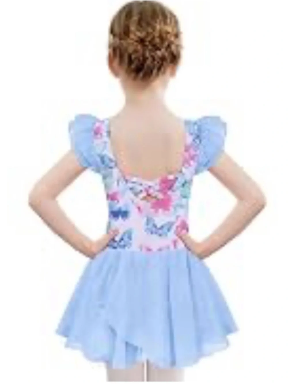 Zaclotre Girls Blue Butterfly Dance Costume Leotard with Skirt